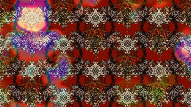 Renkli Bahar Teması eskiz kalıbı. Karalama çiçeği. Zentangle soyut çiçekleri. Raster illüstrasyonu. Düz Çiçek Elementleri Tasarımı. Şirin kumaş deseni.