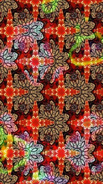 Kırmızı ve siyah renkte çiçekler. Çiçekli karalama şeklinde Raster çiçek deseni. Yumuşak, bahar çiçekli arka plan.