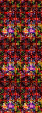 Raster illüstrasyonu. Raster illüstrasyonu. Çiçek desenli çizim. Kahverengi ve siyah renkli çiçekler. Asya tekstil tarzında.