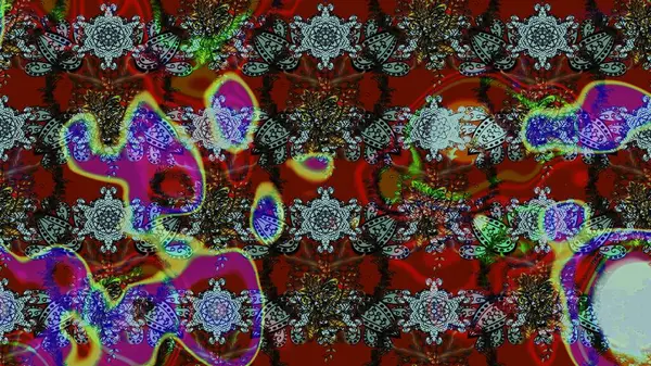 Raster çiçek izi. Çiçek kırmızısı ve kahverengi çizim deseni. Klasik taslak çizimi.