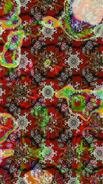 Çiçek deseni. Kahverengi ve kırmızı renkte çiçek çizimi. Kahverengi ve kırmızı renkte çiçekler. Şatafatlı bahar bahçesi dokusu. Raster illüstrasyonu.