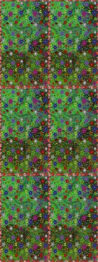 Raster illüstrasyonunda kusursuz çiçek deseni. Süslü kumaş deseni. Düz Çiçek Elementleri Tasarımı. Renkli Bahar Teması Kusursuz Arkaplan.