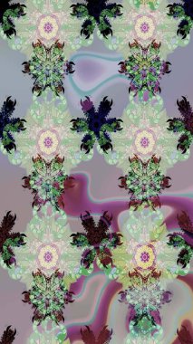 Raster çiçek desenli çiçek deseni, yapraklar, dekoratif elementler, sıçrama, lekeler, el çizimi kontur çizgileri ve Doodle çizim stili, grafik raster çizim çizimi.