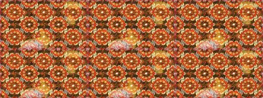 Kahverengi ve turuncu renklerde, altın elementli, pürüzsüz desen. Şam tasarım için kusursuz desen.