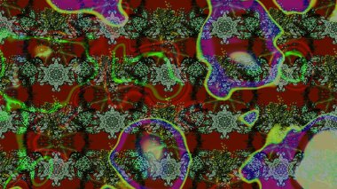 Raster çiçek izi. Klasik taslak çizimi. Çiçek yeşili ve kırmızı çizim deseni.