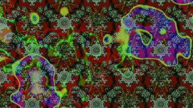 Yumuşak, bahar çiçekli arka plan. Çiçekli karalama şeklinde Raster çiçek deseni. Yeşil ve kahverengi renkte çiçekler.