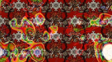 Kahverengi ve kırmızı renklerde. Taslak dekoratif arka plan, çiçek mandala. Raster illüstrasyonu. Çiçek..