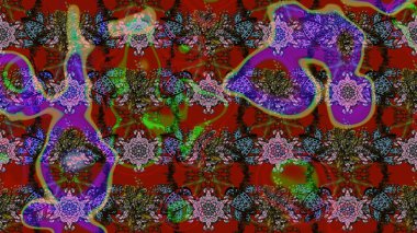 Arkaplan dokusu, duvar kağıdı, kırmızı ve kahverengi renkli çiçek teması. Kabile sanatı boho baskısı, klasik çiçek arkaplanı. Soyut etnik raster çizim kalıbı.