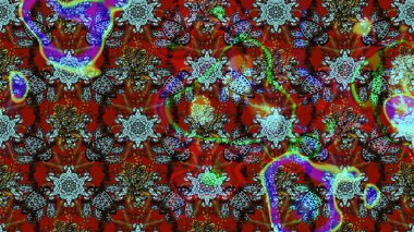 Raster illüstrasyonu. Klasik çiçek tasarımı elementleri. Kahverengi ve kırmızı kıvırcık çiçekler kahverengi ve kırmızı renklerde.