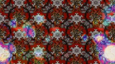 Renkli grunge, soyut arkaplanı kolonya ve gri çiçeklerle süslüyor. Nakış desenli çiçek deseni. İzler, kumaş, duvar kağıtları, tekstil için raster dokusu.