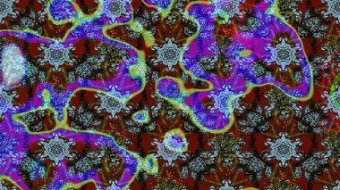 Raster illüstrasyonu. Tropik çiçek desenleri. Mavi ve kahverengi renkte çiçekler.