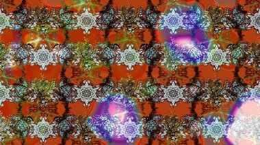 El çizimi, soyut ve süslü elementler. Suluboya resim taklit Raster çizimi. Yaz çiçekleri teması. Kahverengi ve turuncu renkler. Klasik çiçekler..