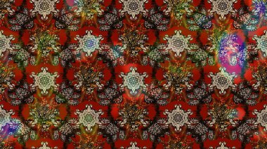 Çiçekli zambakların eskiz geçmişi. Parlak çiçekli kolaj çiçekleri kahverengi ve kırmızı. Çiçek tasarımı için inanılmaz kolaj cennet tarzı..