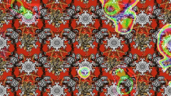 Kumaş desenli papatya çiçeği detayı. Gri ve kahverengi renkte çiçekler.