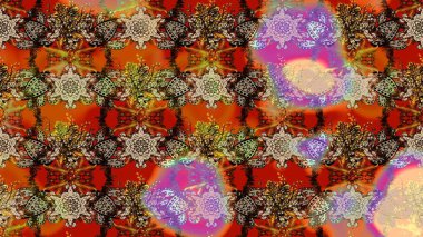 Düz Çiçek Elementleri Tasarımı. Raster Illustrasyon 'daki Çiçek Deseni' nin son moda çizimi. Kahverengi ve bej renkli çiçekler. Renkli Yaz Teması çizim şablonu.