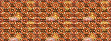 Kahverengi ve turuncu renklerde, altın elementli, pürüzsüz desen. Şam tasarım için kusursuz desen.