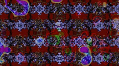 Raster illüstrasyonu. Küçük çiçekli basit bir çiçek çizimi. Kahverengi ve kırmızı renklerde sevimli çiçekler. Moda baskısı, albüm, ambalaj kağıdı, duvar kağıdı için zarif dekoratif süslemeler..