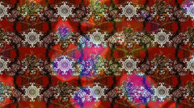 Zentangle soyut çiçekleri. Raster illüstrasyonu. Güzel kumaş deseni. Renkli Bahar Teması eskiz kalıbı. Düz Çiçek Elementleri Tasarımı. Çiçek tozu..