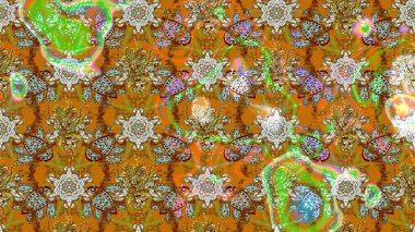 Bahar çiçekleriyle güzel bir çiçek deseni çizmişsin. Güzel kumaş deseni. Raster illüstrasyonu.