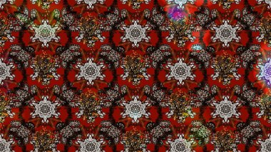 Çiçekli karalama şeklinde Raster çiçek deseni. Raster illüstrasyonu. Nazikçe, bahar çiçekleri kahverengi ve kırmızı renklerde.