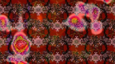 Çiçekli el çizimi çizimi deseni. Modern gelişim kahverengi ve kırmızı raster arka plan duvar kağıdı çizimi klasik çizgili iz sürme desenli çiçekler, çiçekli süsler.