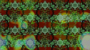 Raster illüstrasyonu. Anti-stres için soyut örnek sayfası. Yeşil ve kahverengi renklerde.