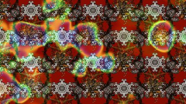 Küçük çiçekteki sevimli çiçek deseni. Varicolobrown ve Red Raster çizimi. Birçok kahverengi ve kırmızı soyut çiçekli tropik çizim deseni.