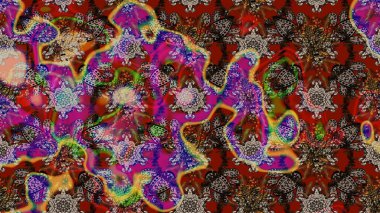 Çiçekli güzel suluboya desen. Raster illüstrasyonu. Kahverengi ve kırmızı renklerde.