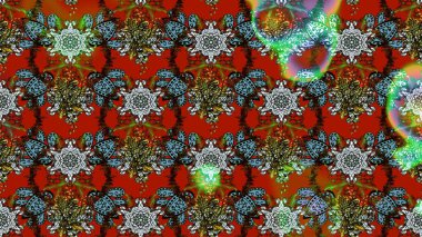 Kahverengi ve kırmızı çiçekli eskiz deseni, suluboya çiçek deseni, sevimli çiçek, duvar kağıdı, kart veya kumaş için fayanslı. Raster - stok.