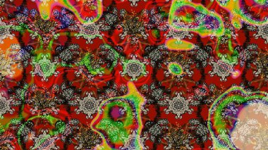 Çiçek tasarımı için inanılmaz bir kolaj cenneti tarzı. Parlak çiçekli kolaj çiçekleri kırmızı ve kahverengi. Çiçekli zambaklar eskiz arka planı.