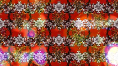 Kahverengi ve kırmızı renkte çiçekler. Raster illüstrasyonunda çiçek deseni çizimi.