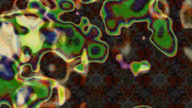 El çizimi çiçekli soyut çizim kalıbı. Raster illüstrasyonu. Kahverengi ve yeşil renkte çiçekler.