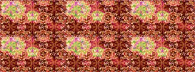 Kart, duvar kağıdı, ambalaj ve tekstil için klasik tasarım. Kırmızı ve kahverengi renklerde Royal retro. Altın elementler Raster illüstrasyonu. Klasik çiçek dokusu. Altın şablon.