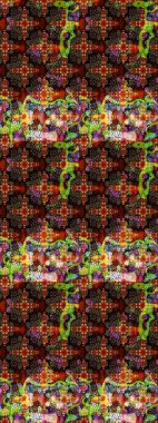 Raster illüstrasyonu. Kahverengi ve siyah renkli Asya tekstili. Çiçek desenini çiz.