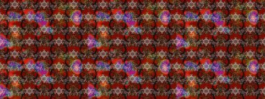 Soyut etnik raster çizim kalıbı. Kabile sanatı boho baskısı, klasik çiçek arkaplanı. Arkaplan dokusu, duvar kağıdı, kahverengi ve kırmızı renkli çiçek teması.