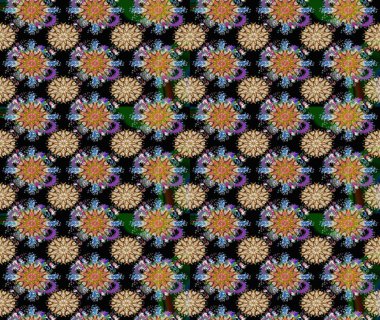 Siyah ve kahverengi çiçekli kusursuz desen, suluboya çiçek deseni, sevimli çiçek, duvar kağıdı, kart veya kumaş için fayanslı. Raster - stok.