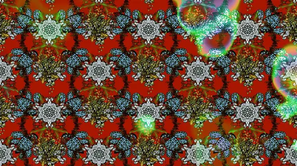 Kahverengi ve kırmızı çiçekli eskiz deseni, suluboya çiçek deseni, sevimli çiçek, duvar kağıdı, kart veya kumaş için fayanslı. Raster - stok.