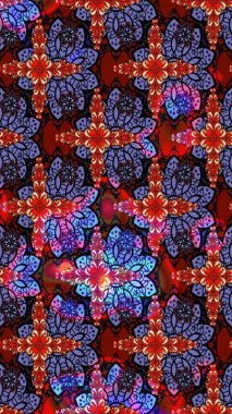 Çiçekli karalama şeklinde Raster çiçek deseni. Nazikçe, güzel çiçek arkaplanı. Kırmızı renkte çiçekler.