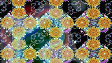 Davetiye ve kartpostal tasarımı için dekoratif çiçek unsurları. Yapraklı çizim şekli. Tekstil için figür. Şirin, zarif çiçekler Raster illüstrasyonu. Poster veya kapak için arkaplan.