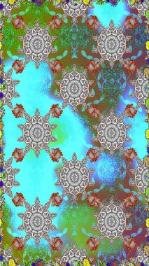 Eski usul. Raster illüstrasyonu. Miles Fleur, süslü püslü bir süs. Kumaş, tekstil, duvar kağıdı baskısı için. Kusursuz bir geçmişi var. Tomurcukları papatya çiçekleri olan sevimli bir çiçek deseni..