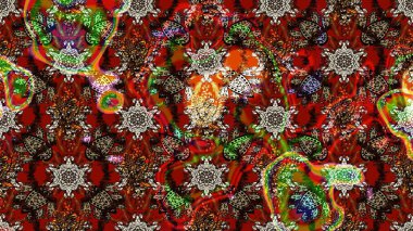 Raster illüstrasyonu. Güzel kumaş deseni. Güzel karalamalı çiçek desenli çizim. Küçük çiçekte sevimli çiçek deseni var..