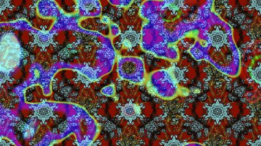 Mavi ve kahverengi renkte çiçekler. Raster illüstrasyonu. Tropikal çizim çiçek deseni.