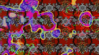 Kırmızı ve gri renkte çiçekler. Renkli Bahar Teması eskiz kalıbı. Sevimli çiçek raster deseni. Düz Çiçek Elementleri Tasarımı.