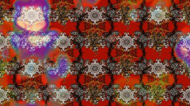 Düz Çiçek Elementleri Tasarımı. Renkli Bahar Teması eskiz kalıbı. Raster illüstrasyonundaki çiçek desenli çizim. Kahverengi ve kırmızı renkte çiçekler.