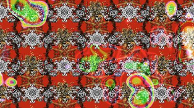 Gri ve kırmızı renkte çiçekler. Renkli Bahar Teması eskiz kalıbı. Düz Çiçek Elementleri Tasarımı. Raster illüstrasyonu. Çiçek desenli çizim. Asya tekstil tarzında.