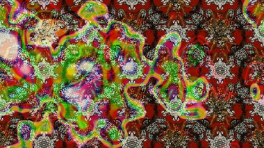 Şatafatlı bahar bahçesi dokusu. Çiçek deseni. Raster illüstrasyonu. Kahverengi ve yeşil renkte çiçek çizimi. Kahverengi ve yeşil renkte çiçekler.