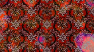 Elle boyanmış suluboya resim çizimleri, çiçekler ve bitkiler. Kahverengi ve kırmızı renkte çiçekler.