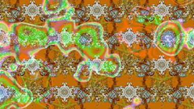 Düz Çiçek Elementleri Tasarımı. Kahverengi ve turuncu renkli çiçekler. Renkli Bahar Teması eskiz kalıbı. Sevimli çiçek raster deseni.