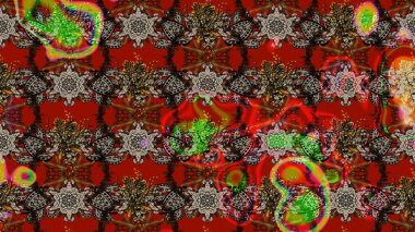 On red and brown colors. Sketch Floral Pattern in Raster illustration. Beautiful fabric pattern. Raster illustration.