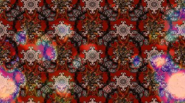 Renkli Bahar Teması eskiz kalıbı. Raster illüstrasyonundaki çiçek desenli çizim. Süslü kumaş deseni. Düz Çiçek Elementleri Tasarımı.